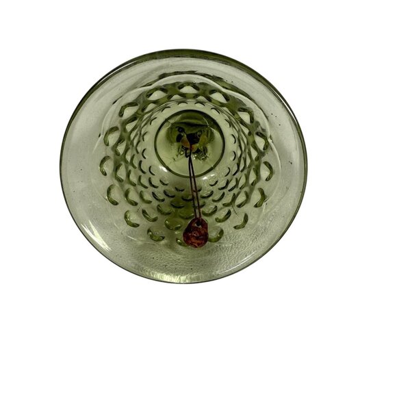 Vintage Fenton Green Glass Colonial Hobnail Bell Metal Striker 5.25" - Picture 3 of 4
